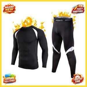 Men's Thermal Underwear Set Fleece Lined Base Layer Long Johns